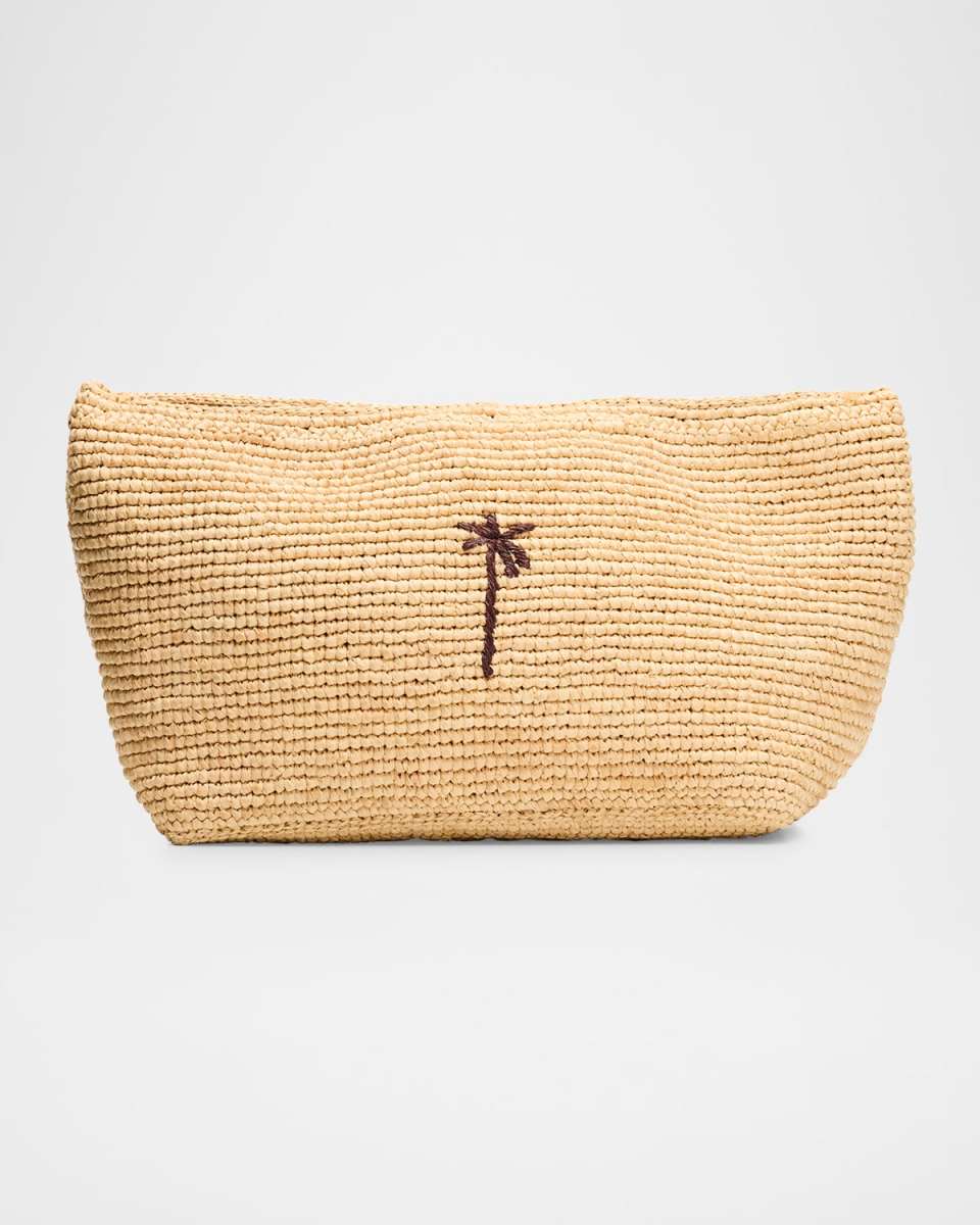 Palm Tree Raffia Clutch Bag